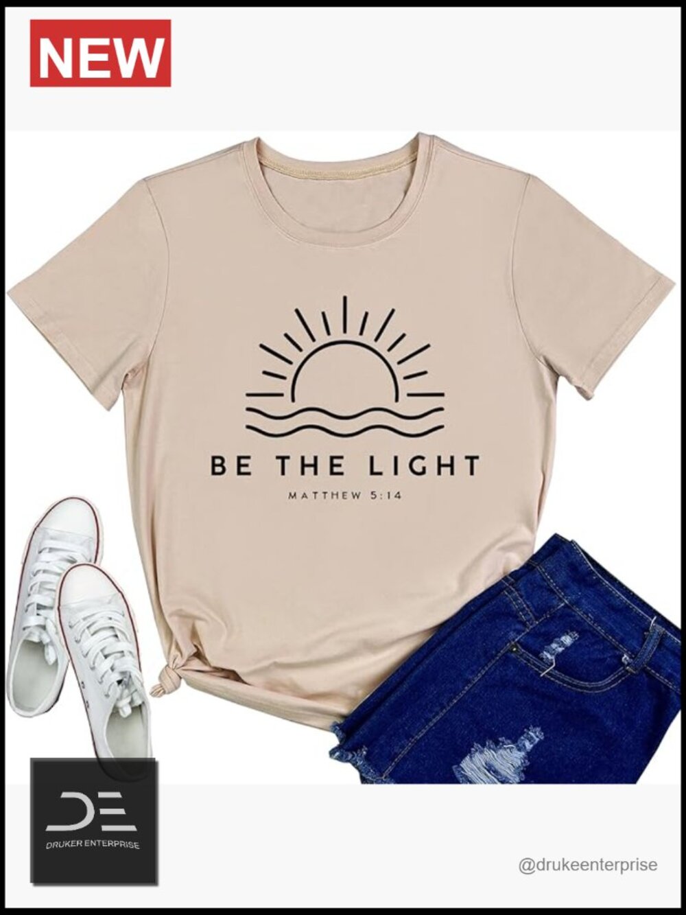 Be The Light Graphic Tee - Soft Cotton Crew Neck Tee